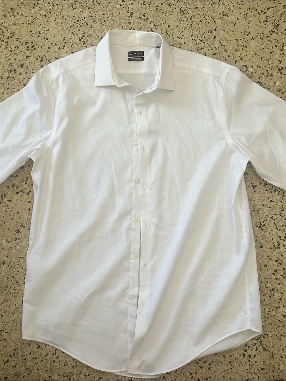 Van Heusen White Men's Dress Shirt - Spread Collar